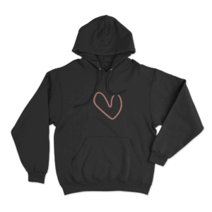 Heart Sketch Unisex Hoodie Black