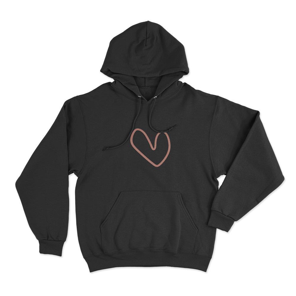 Heart Sketch Unisex Hoodie Black Heart Sketch Unisex Hoodie Black