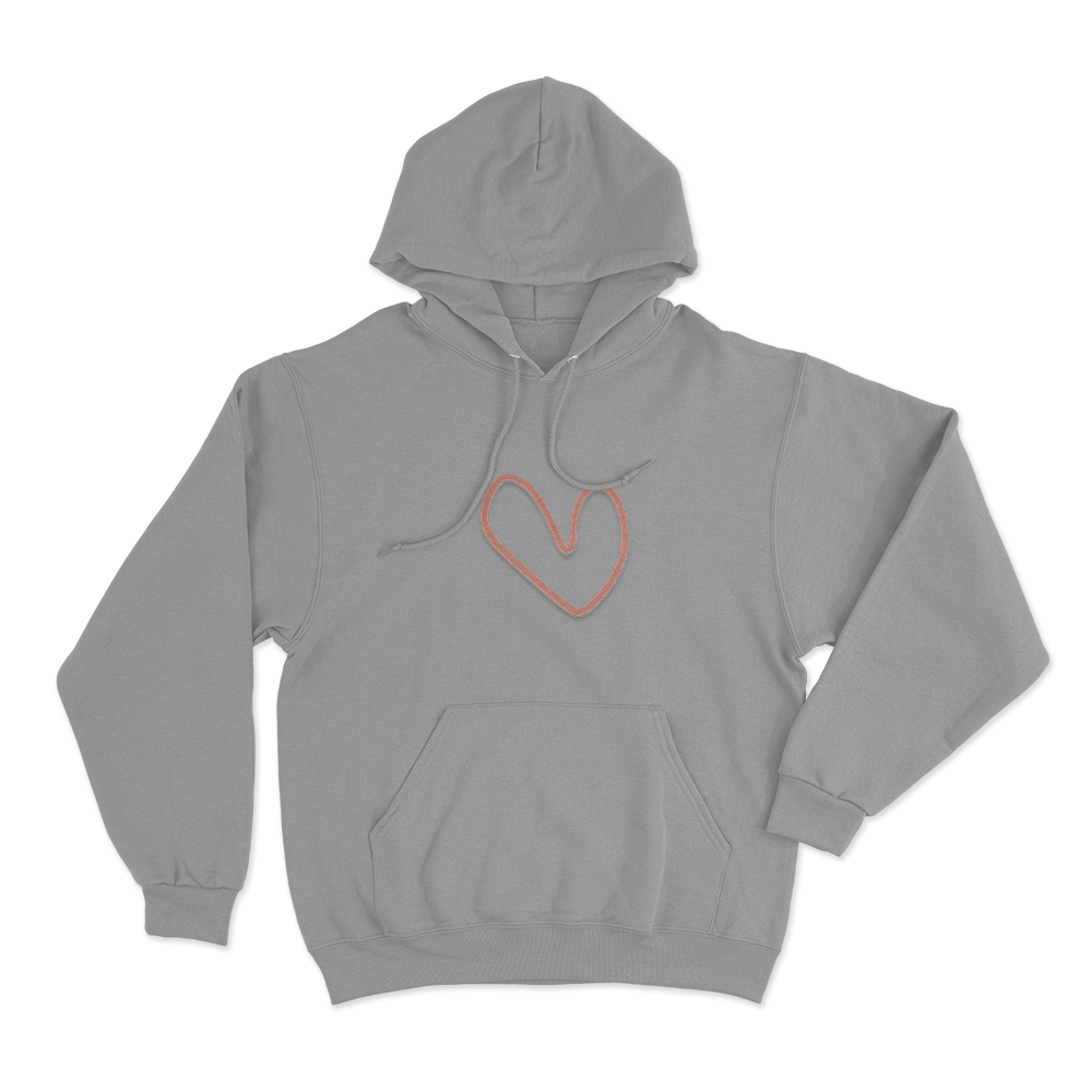 Heart Sketch Unisex Hoodie Grey Heart Sketch Unisex Hoodie Grey