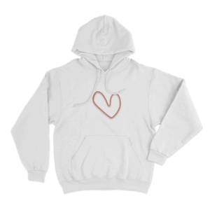 Heart Sketch Unisex Hoodie White