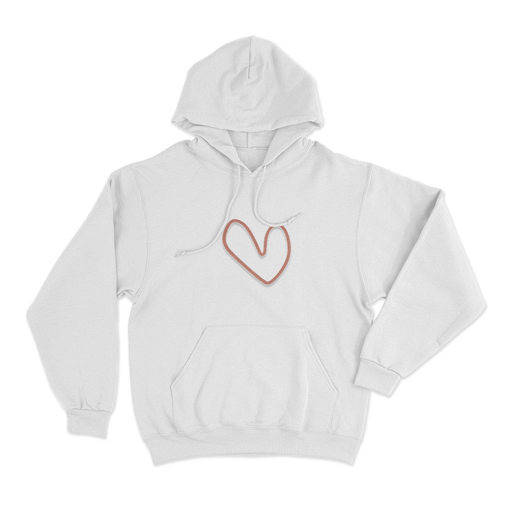 Heart Sketch Unisex Hoodie White Heart Sketch Unisex Hoodie White